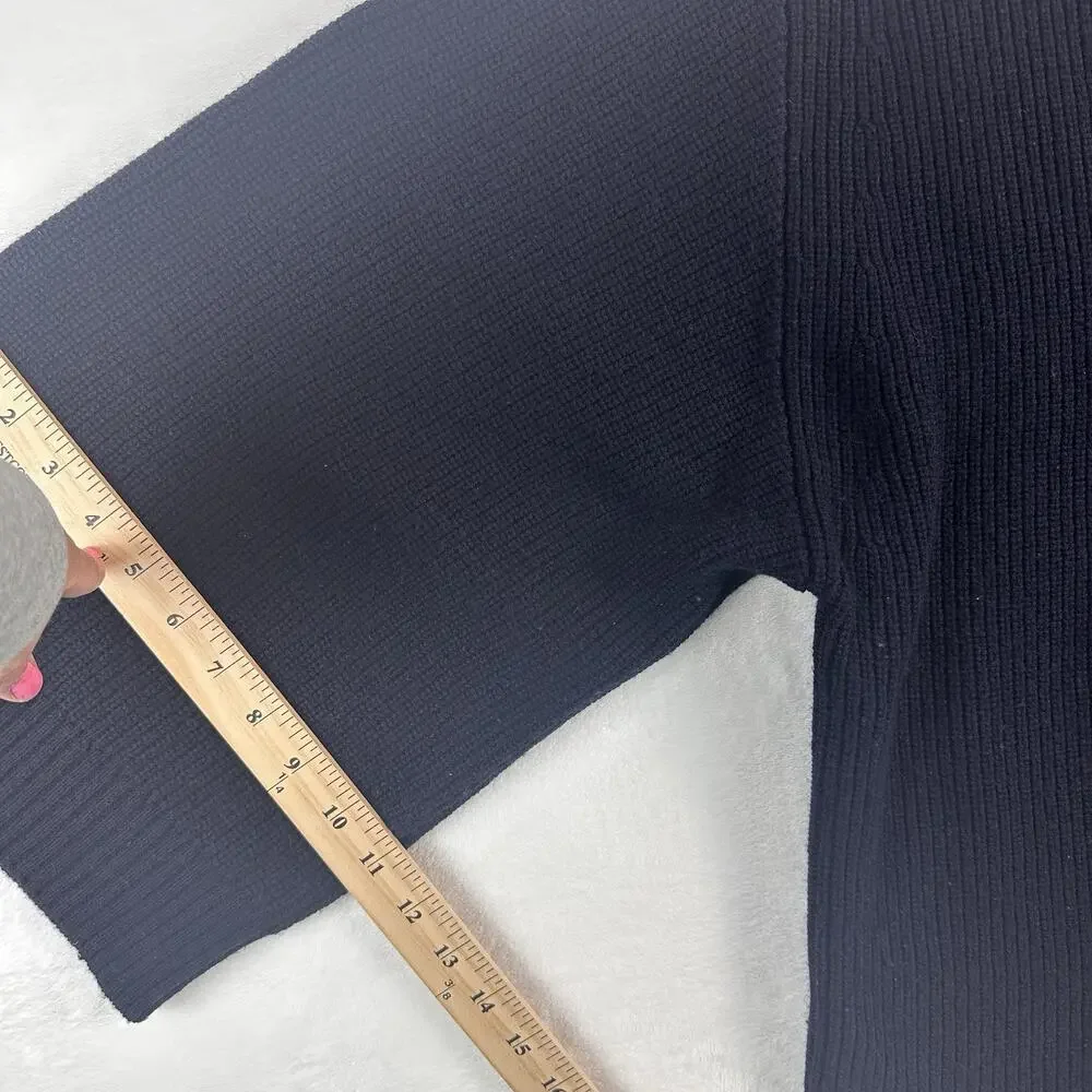 Helmut Lang Womens L Wool Cashmere Sweater Navy Oversized Batwing Dolman Sleeve